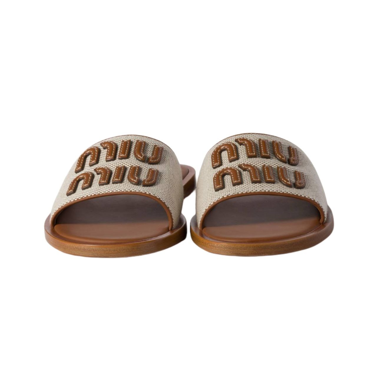 Miu miu Raffia-effect woven fabric slides