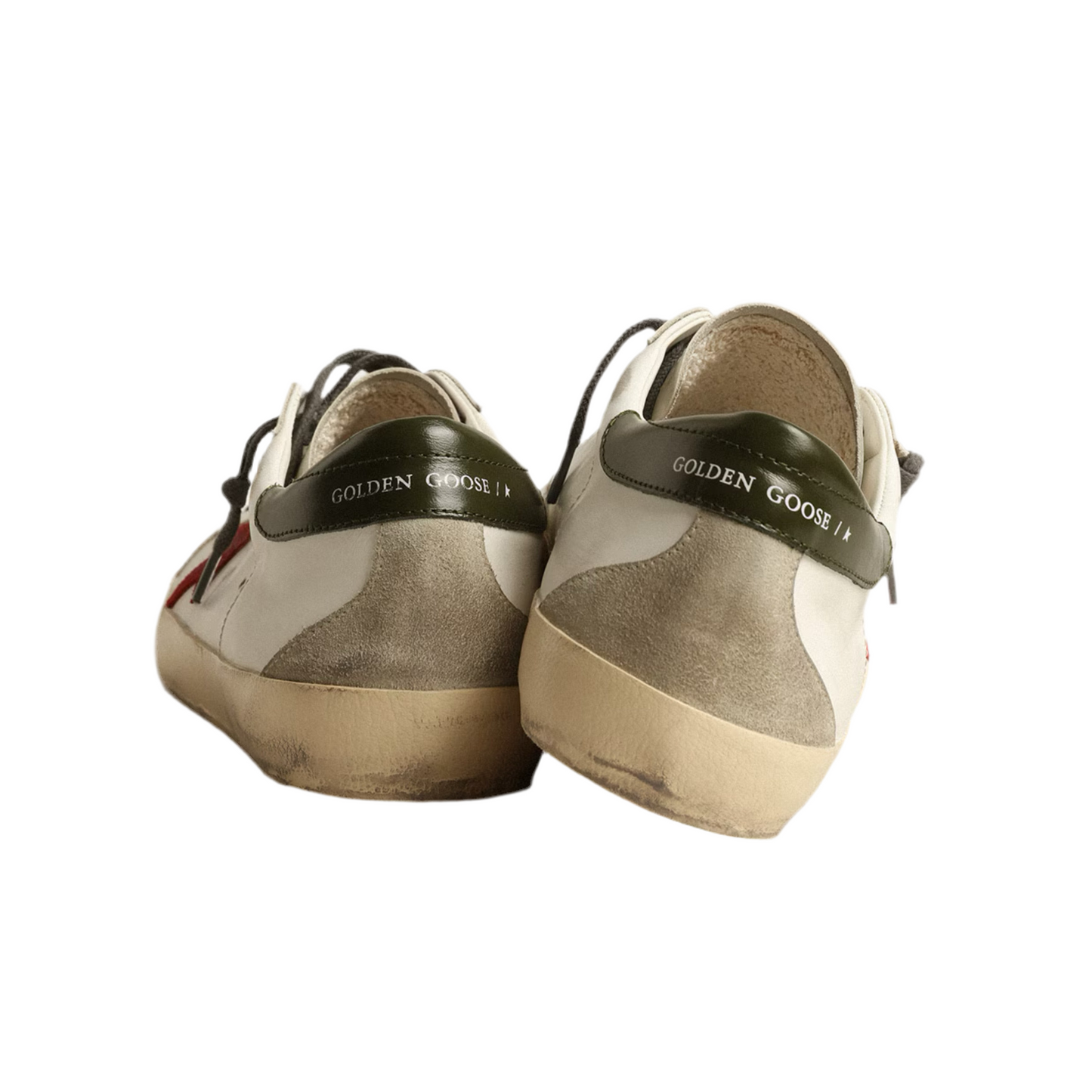 Golden Goose Men's Super-Star with red suede star and green leather heel tab