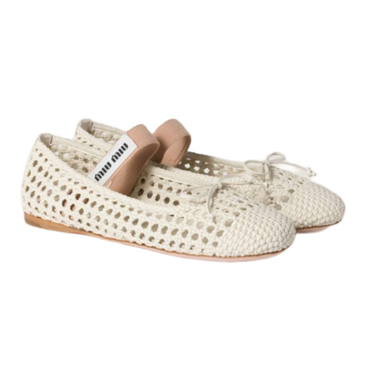 Miu miu Woven nappa leather ballerinas ivory
