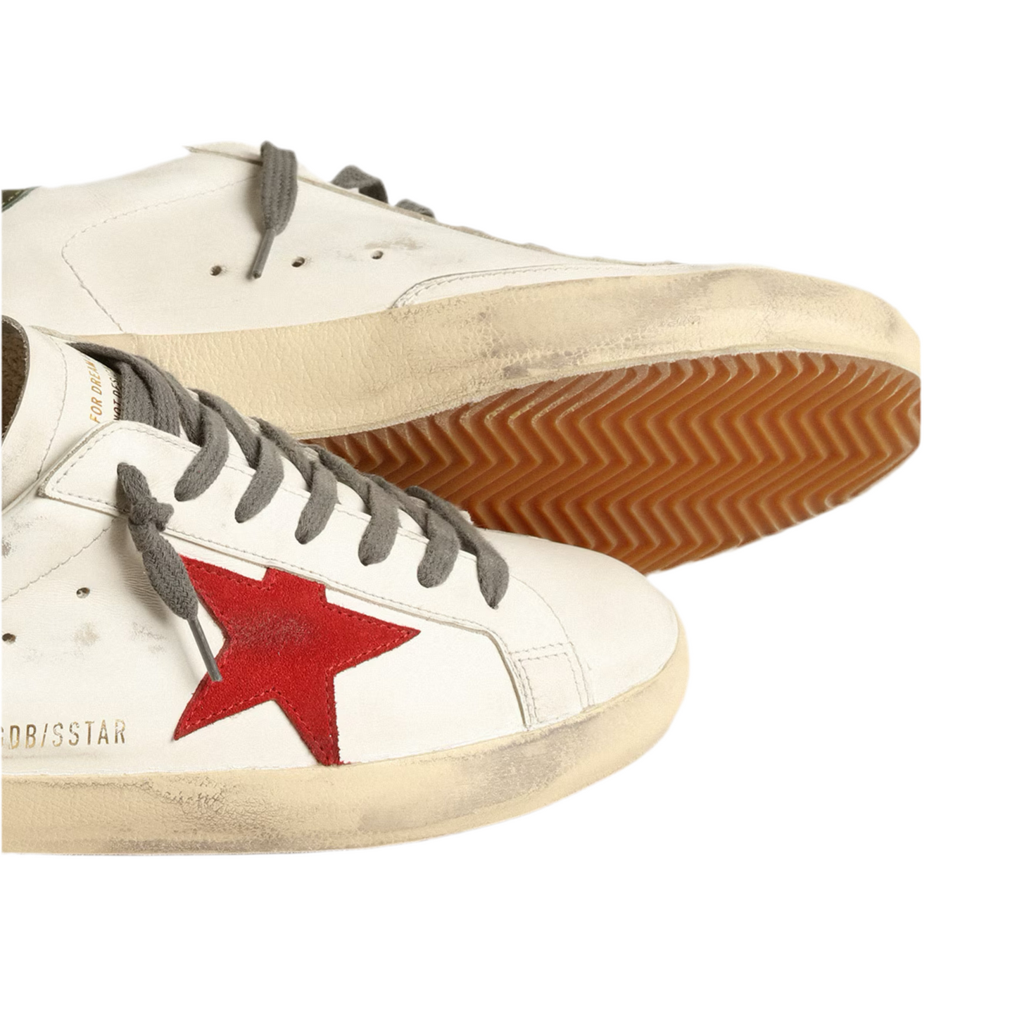 Golden Goose Men's Super-Star with red suede star and green leather heel tab