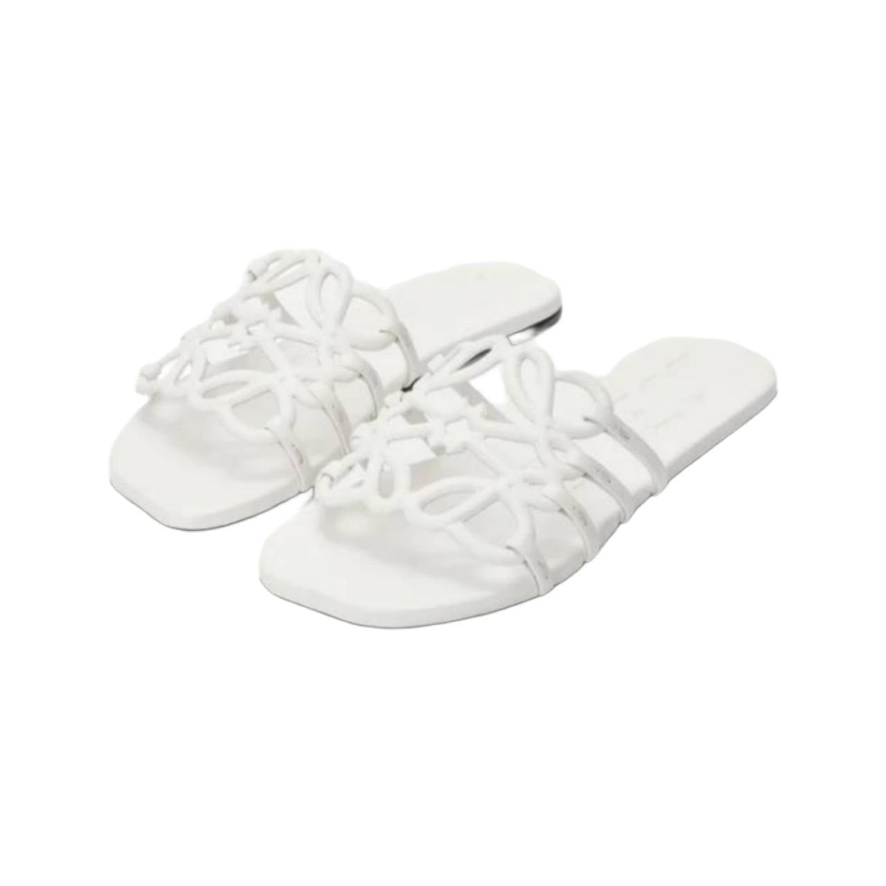 Loewe Petal Anagram slide in soft calfskin white