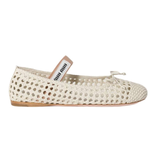 Miu miu Woven nappa leather ballerinas ivory