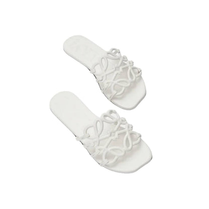 Loewe Petal Anagram slide in soft calfskin white
