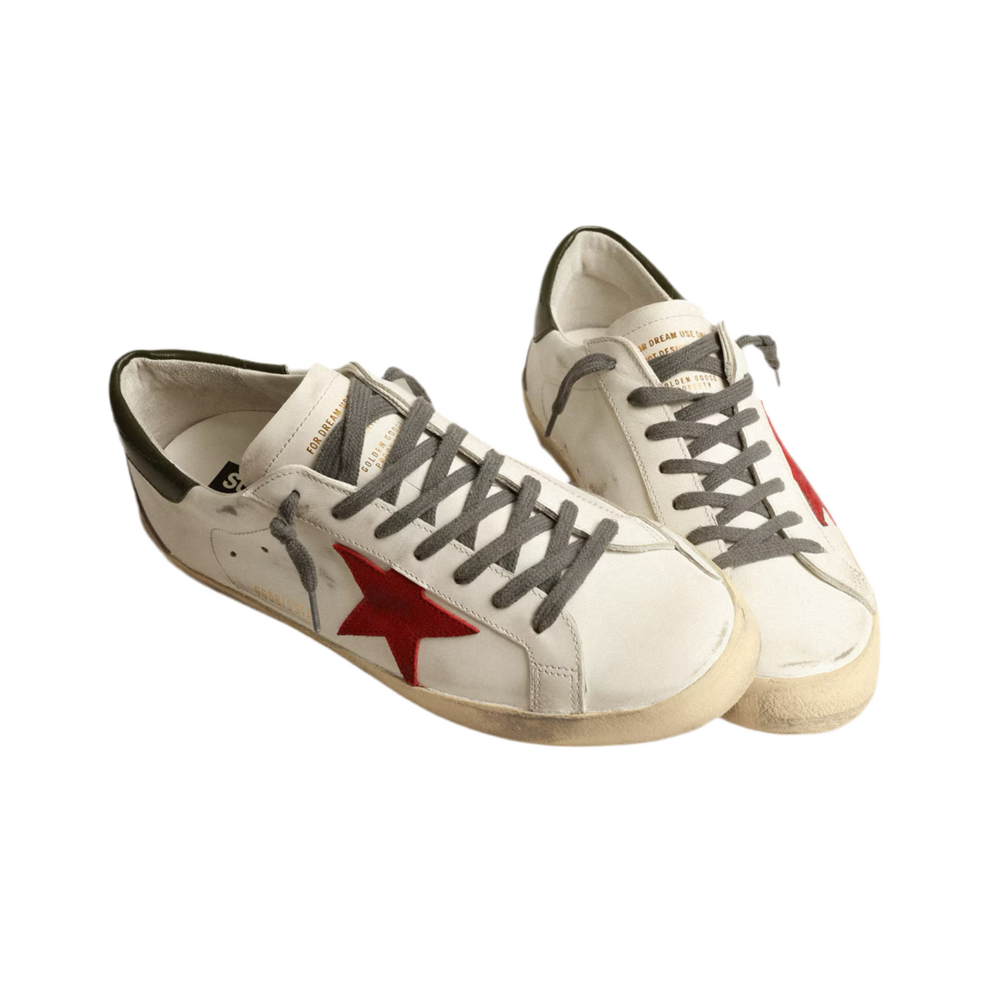 Golden Goose Men's Super-Star with red suede star and green leather heel tab