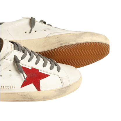 Golden Goose Men's Super-Star with red suede star and green leather heel tab