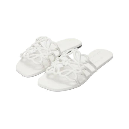 Loewe Petal Anagram slide in soft calfskin white